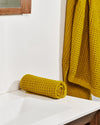 Onsen Waffle Bath Sheet Set in Ochre #color_ochre
