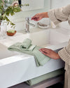 Onsen Waffle Bath Sheet Set in Sage #color_sage